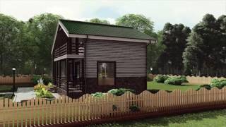 Проект каркасного дома 7,4*8,4 с мансардой, террасой и большим залом от "Строй и Живи"