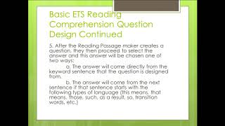 TOEFL iBT - How ETS Creates Reading Questions and Answers Think Like Test Maker