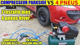 compresseur parkside lidl pko 270 et clé à chocs remplacement de pneus été / hiver