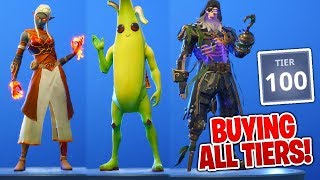 BUYING ALL TIERS in Season 8 Battle Pass! ALL ITEMS Tier 100, Banana Skin AND MORE! (Fortnite)