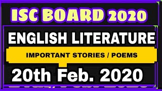 ISC English Literature Important Stories & Poems 2020 | 2020 ISC English language solution |ISC 2020