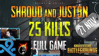 PUBG | Shroud and Just9n | 25 Kills (Test Server)