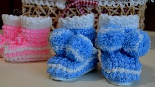 Пинетки спицами узором "Ёжик"("Кукурузка"). Baby booties.  pattern "Hedgehog" ("Corn").