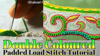 Double Coloured padded Load stitch Tutorial | Aari Work | Aari Stitches