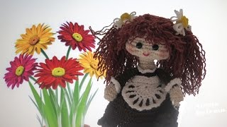 Вязаная игрушка крючком Кукла Первоклашка