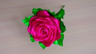 Роза из атласных лент 5 см своими руками. Канзаши. МК / Rose from satin ribbons with his hands. DIY