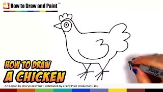 How to Draw a Chicken Step by Step - Art for Kids - Draw a Cute Hen Easy CC
