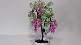 Дерево из бисера 1/2 часть. Жакаранда Дельта комнатная. Мастер класс. Пошаговый МК.