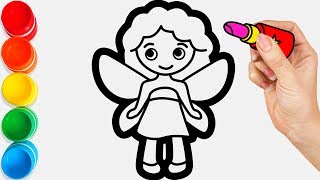 Glitter Little Girl Fairy drawing and coloring for kids / Joy Kids Art for toddlers