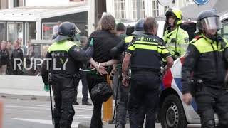 Netherlands: Police and protesters clash at housing protest in Amsterdam