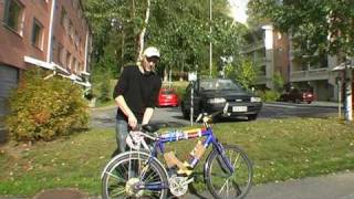 Testing my e-bike setup with home made controller and alternator as BLDC September2009