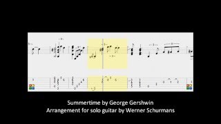 tabs and score fingerstyle guitar: "summertime" G Gershwin