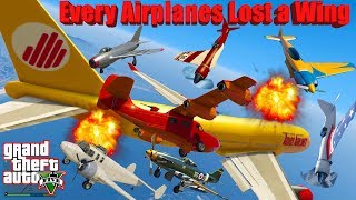 GTA V: New Updated Every Airplanes Lost a Wing Longer Crash and Fail Compilation (60FPS)