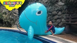 Toddler caught a GIANT WHALE and SWORDFISH | Skyheart attack swimming shark toys kids
