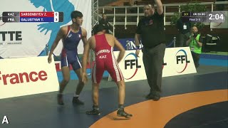 BRONZE GR - 59 kg: Z. SARSENBIYEV (KAZ) df. T. GALUSTYAN (FRA), 6-3
