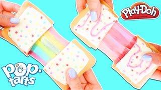 How to Make PLAY DOH POP TARTS with Rainbow Slime Fillings!