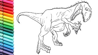 How to Draw And Color The Indominus Rex Eating a Goat - Drawing New Jurassic World Dinosaurs