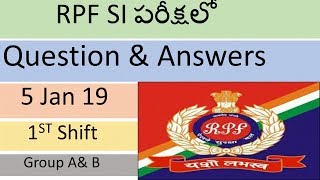 RPF SI EXAM 2019  5th jan 2019 1st shift GK Questions in telugu Group A & B