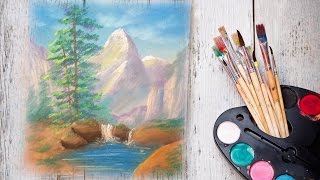 Уроки рисования! Как нарисовать горный пейзаж с рекой Пастелью! #Dari_Art