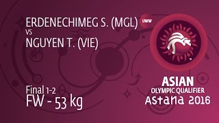 GOLD FW - 53 kg: S. ERDENECHIMEG (MGL) df. T. NGUYEN (VIE), 8-2