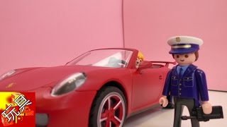 Playmobil 摩比游戏 Film 小电影Porsche  保时捷的 驾驶员 开的太快了 超速 罚款 展示