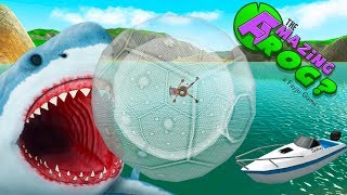 Летающая ЛЯГУШКА в ЗОРБЕ против Акулы Миссия Котики AMAZING FROG #4 Game For kids & childrens