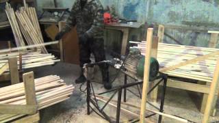 Изготовление черенков для лопат и метел  manufacture of cuttings for shovels and brooms