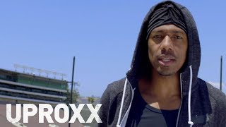 WATCH Nick Cannon Handle Hard-hitting Questions While Hanging On A Goal Post