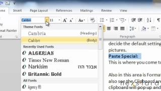 Microsoft Word 2010 - User Guide - Lesson Two - Copy and Paste, Fonts and Paragraphs