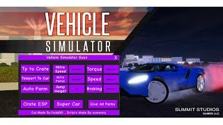 Roblox Vehicle Simulator Script/GUI l AutoFarm,SuperCar,TPCrates