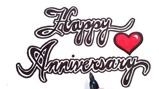 How to Draw Happy Anniversary