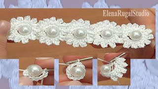 Шнур из цветов с бусинками Урок 115 Crochet Cord Lace With Beads