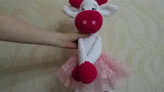 Вязаные игрушки из плюшевой пряжи (лось, корова, мишка)