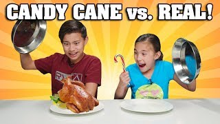 CANDY CANE VS. REAL FOOD CHALLENGE!!! Chicken Flavored Candy???!