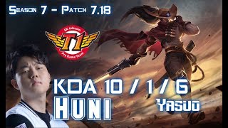 SKT T1 Huni YASUO vs GNAR Top - Patch 7.18 KR Ranked