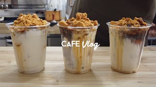 SUB) cafe vlog, 달고나커피, 달고나밀크 대박났어요 (feat.망고우유)