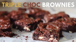 Triple Chocolate Fudge Brownie  (Best Chocolate Brownie You'll Ever Make)