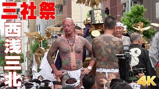 三社祭2018 西浅三北 神輿渡御①【4K】