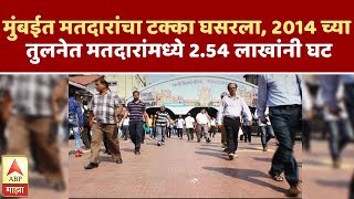 मुंबईत मतदारांचा टक्का घसरला, 2014 च्या तुलनेत मतदारांमध्ये 2.54 लाखांनी घट | एबीपी माझा