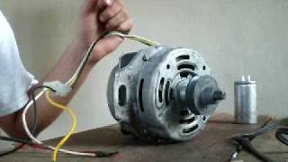 Induction motor, 1 phase, manual start removing capacitor.