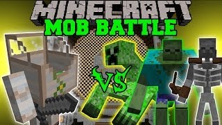 MECHA GOLEM VS MUTANT ZOMBIE, MUTANT CREEPER, & MUTANT SKELETON - Minecraft Mob Battles - Mods