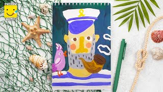 Как нарисовать КАПИТАНА - урок рисования для детей 4-7 лет. Рисуем моряка.