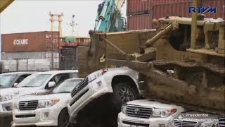 Philippines crushes sports cars in Duterte graft warning
