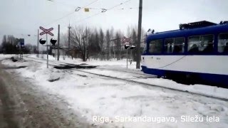 Railroad crossings in Riga (Sarkandaugava)