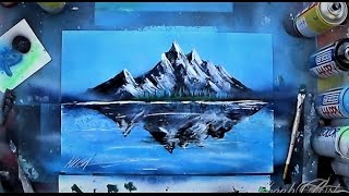 Mountains reflection in glossy lake - SPRAY PAINT ART by Skech