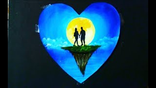 EASY ROMANTIC COUPLE PAINTING❤️｜Easy & Simple Acrylic Painting Step by Step Beginners #32｜Satisfying