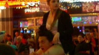 Girls on shoulders at Fremont Street - Las Vegas