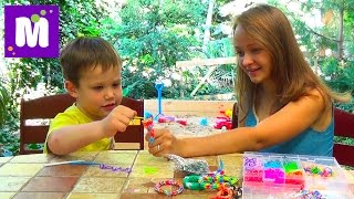 Rainbow loom браслетик плетем с Владой