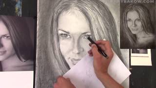 How to draw portrait in pencil from photo - FULL speed drawing!