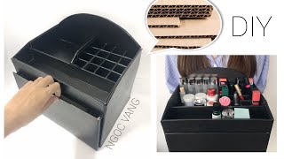 Hướng dẫn làm KỆ TRANG ĐIỂM từ bìa CARTON cũ - NGOC VANG
